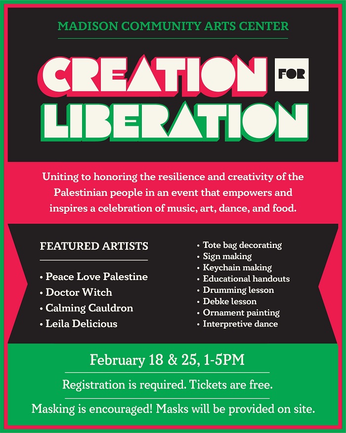 Mutual Morris: Creation for Liberation | Program Update | Two Sunday Afternoons | February 18 & 25 |  1:00-5:00 pm